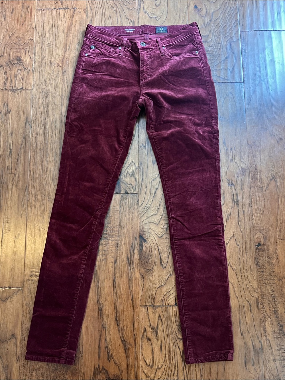 Ag Adriano Goldschmied Burgundy Skinny Corduroy Jeans